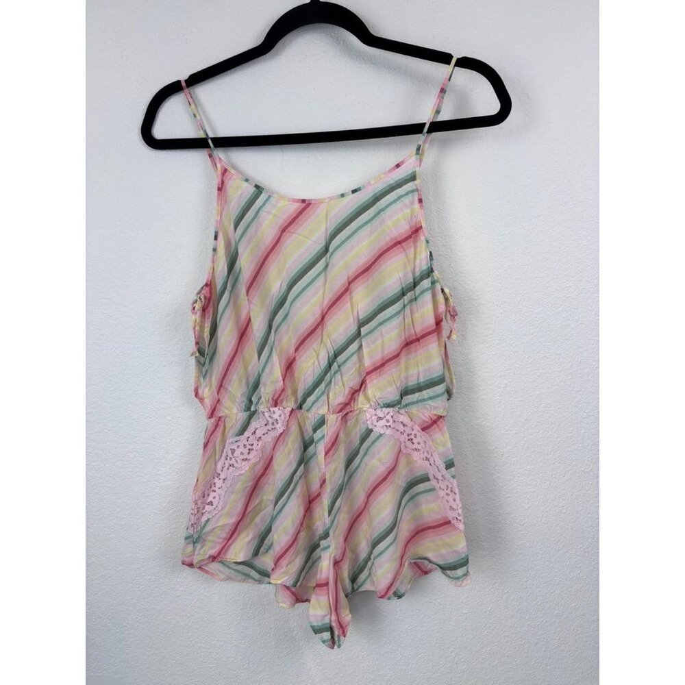 Victoria's Secret women's small‎ pastel striped romper sleepwear pajamas